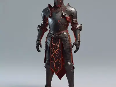 Crusader Knight Plate Armor 3D Model Blue Cross Full Suit Low-poly 3D model