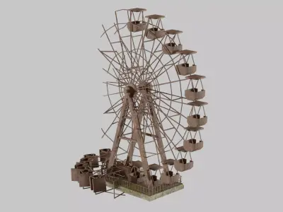 Destroyed Ferris wheel Low-poly 3D model