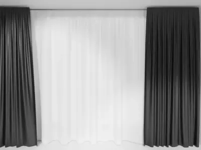 Curtains room with 3D model