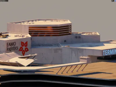 Futuristic space port 3D model