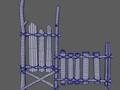 Wooden Fence 3D model 3
