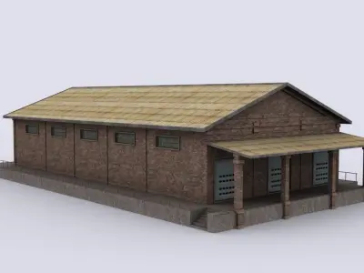 Production warehouse Low-poly 3D model