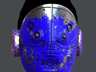 Gas mask helmet 3d model scifi Low-poly Low-poly 3D model 26