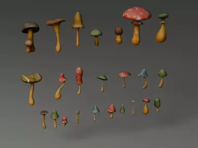 Mushroom Assets Low-poly 3D model
