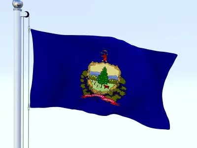 Animated Vermont Flag Low-poly 3D model
