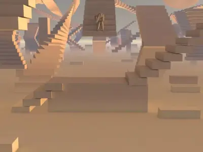 stairs landscape Low-poly 3D model