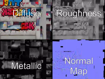 Vibrant Graffiti Wall model pack Low-poly 3D model buy