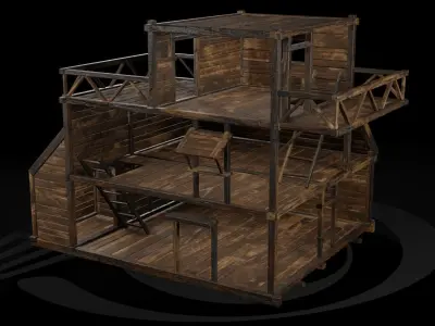 AAA Wooden Enterable Medieval Primal Thatched Cottage Hut 11 R Low-poly 3D model