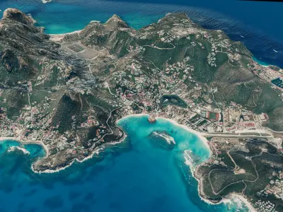 Saint Barthelemy Island full 3d model terrain Low-poly 3D model