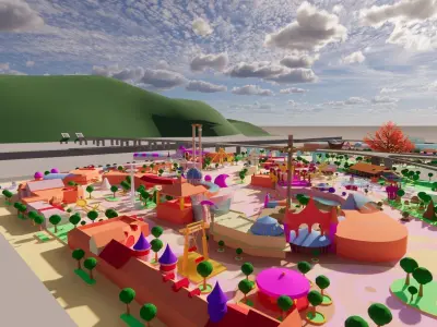 Cartoon theme park amusement park children amusement equipment 3D model