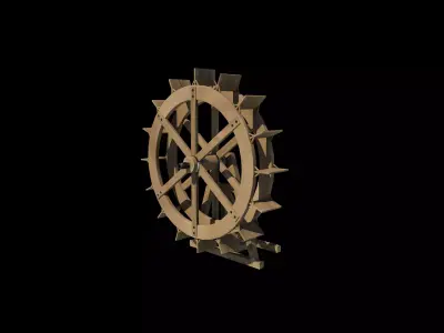 Watermill wheel 3D model
