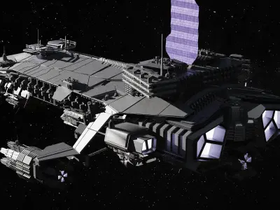 Spaceship Cruiser heavy detailed scifi 3D  3D model