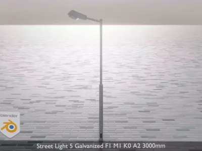 Street Light 5 Galvanized F1 M1 K0 A2 3000mm  Low-poly 3D model