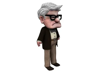 Rigged Granpa Old Man Character Low-poly 3D model
