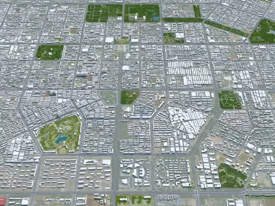 Baotou Inner Mongolia China 80km AI Low-poly 3D model