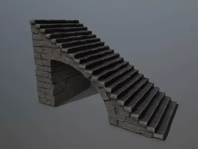 stairs stone wall Low-poly 3D model