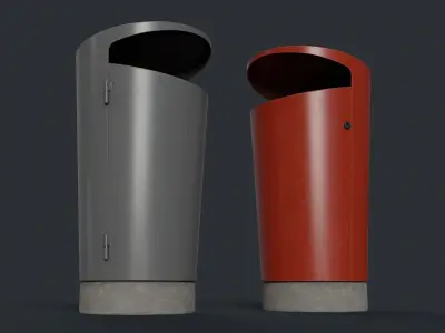 Street Trash Can 10 PBR Game Ready Low-poly 3D model