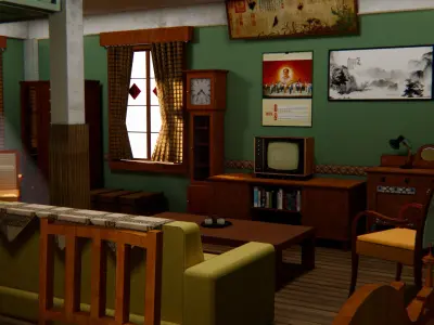 living room interior 3D model 8