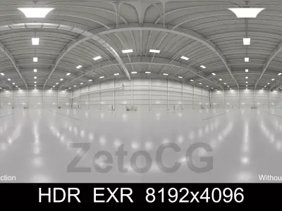 HDRI - Airplane Hangar Interior 1b - 8192x4096 - 2 versions Texture