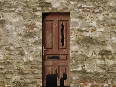 wooden doors set Low-poly 3D model