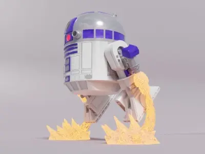 R2D2 Chibi Flying Fan Art Super Deform Star Wars 3D print model