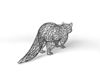 Raccoon Wireframe Low-poly 3D model