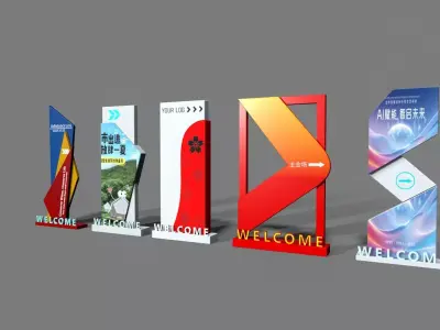 Signage planning Low-poly 3D model