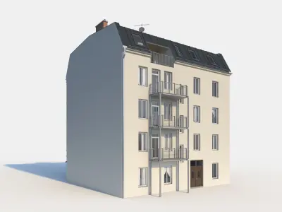 Residential City Building - Row - 10 - Storefront and Stucco 3D model