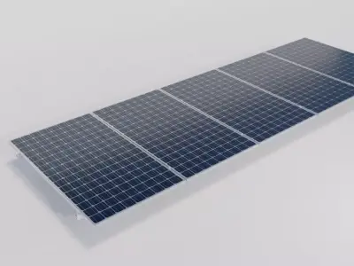 Solar panels with mounting to roof 3D model