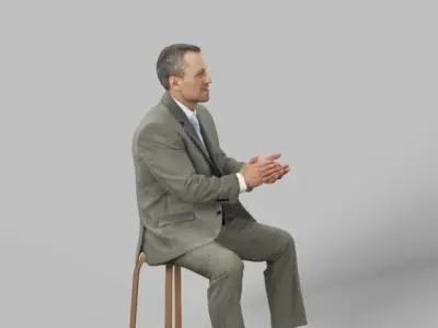 Business Man Sitting And Clapping Fortitude Low-poly 3D model