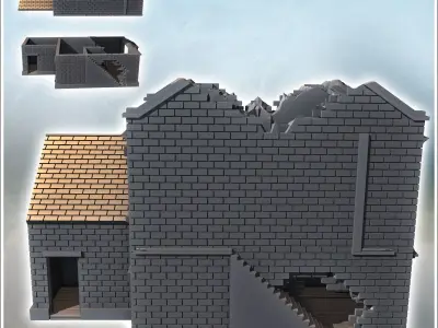Tiled-roof house with bay window on the ground floor and a large 3D print model buy