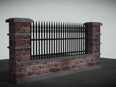 Brick Fence Low-poly 3D model