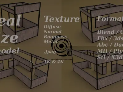 Stall stand Set 4M1T 04 R Low-poly 3D model