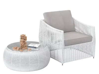 Rattan furniture white 3D model