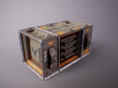 PBR Sci-Fi Heavy Cargo Container Low-poly 3D model