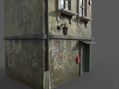 Worn European House With Graffiti 3D model