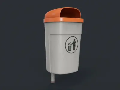 Street Trash Can 36 PBR Game Ready Low-poly 3D model