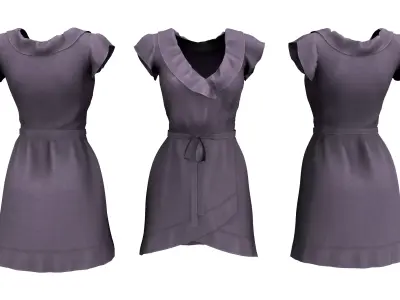 Asymmetrical Dress Low-poly 3D model