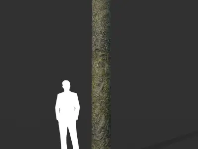 Low poly Ancient Dragon Temple Element Pack - Mossy Low-poly 3D model