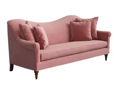 Cerise Velvet Sofa 3D model
