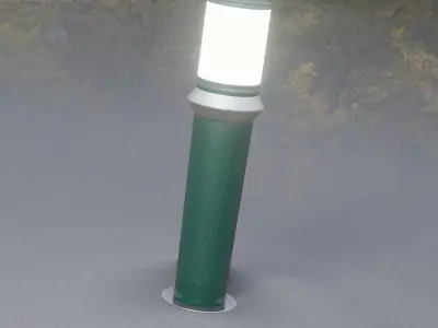 Low-Poly Moss Green Light Column 21 - Street Light Set-9 Low-poly 3D model