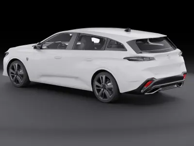 2022 Peugeot 308 SW- Opening doors and trunk Low-poly 3D model 3D model
