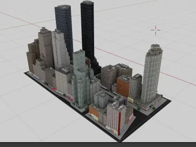 City Downtown Skyscraper Low-poly 3D model