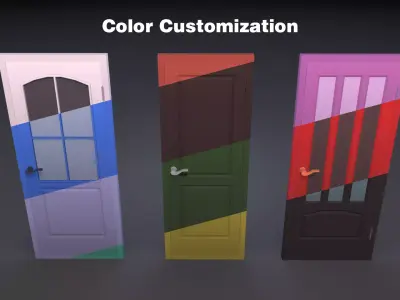 Door Pack - color customization - low poly Low-poly 3D model