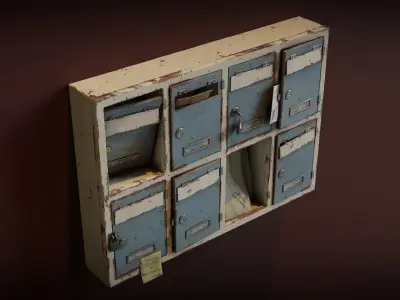 Old Mailboxes Low-poly 3D model