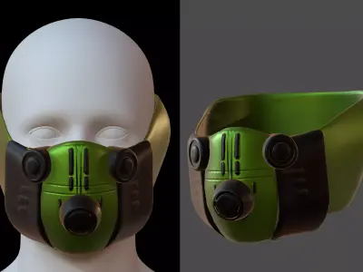 Gas mask helmet 3d model scifi Low-poly  Low-poly 3D model