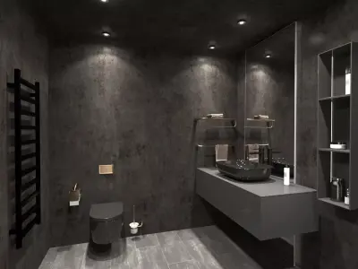 Black Bathroom Interior Design 3D Scene  3D model