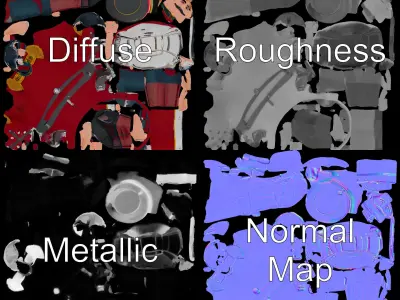 Marching Band Drummer Character Rigged and Animated Low-poly 3D model