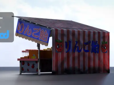 Japanese Street Stall 0007 Candy Apple 3D model