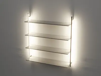 Wallmounted Shelf with LED lights Low-poly 3D model